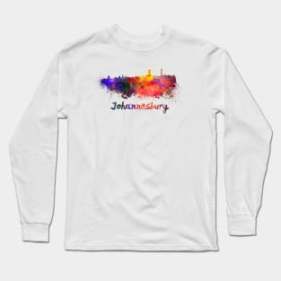 Johannesburg skyline in watercolor Long Sleeve T-Shirt